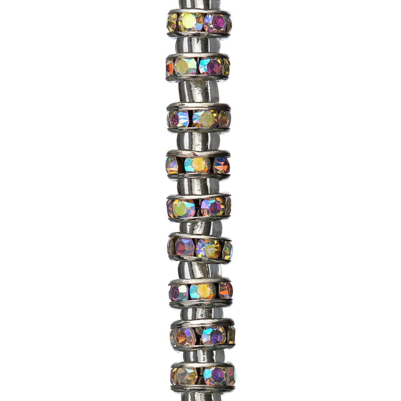 12 Pack: Metal Rhinestone Rondelle Beads, 4mm by Bead Landing™